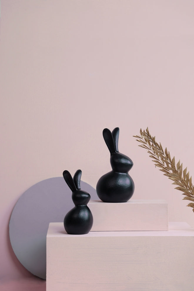 Jet Black Rabbit Figurines