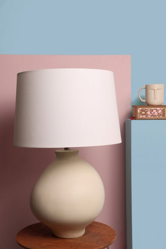 White Ceramic Table Lamp with Fabric Shade